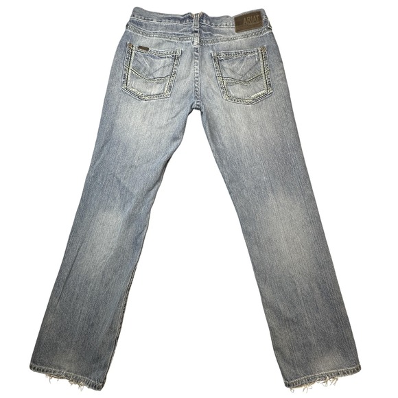Ariat M5 Gambler Jeans Mens 32x32 Light Wash Straight Leg Distressed Denim